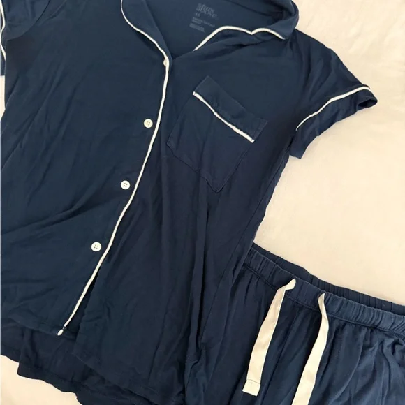 Stars Above Navy Pajama Set with White Accents - Picture 2 of 2